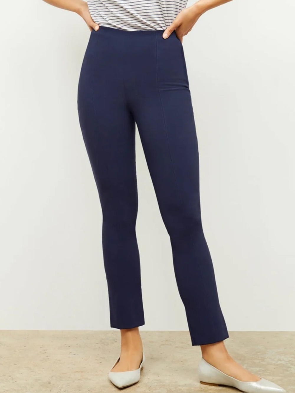MM Lafleur The Foster Cigarette Pant PowerStretch 2 Blue Italian-Cotton Blend